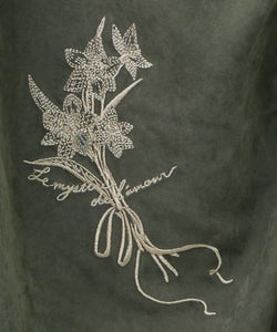 花刺繍バイカラー切替 ドロストスカート-11