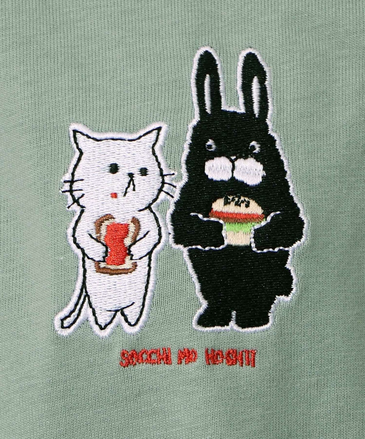 ネコとラビルのチェック柄切替フーデッドプルオーバー-15