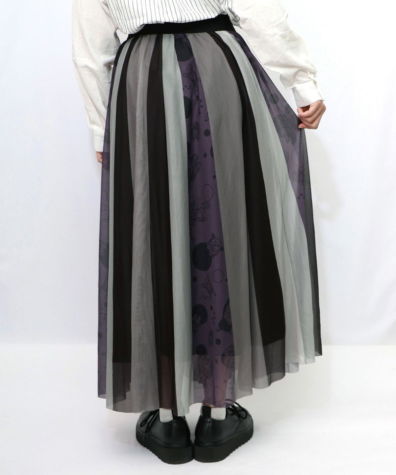 アニマル柄切替 マルチカラーチュールスカート-9