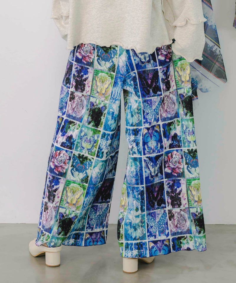 ネコパフェ・蝶柄 ベロアプリーツパンツ-10