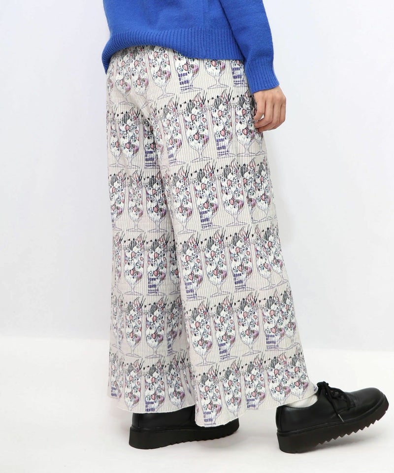 ネコパフェ・蝶柄 ベロアプリーツパンツ-13