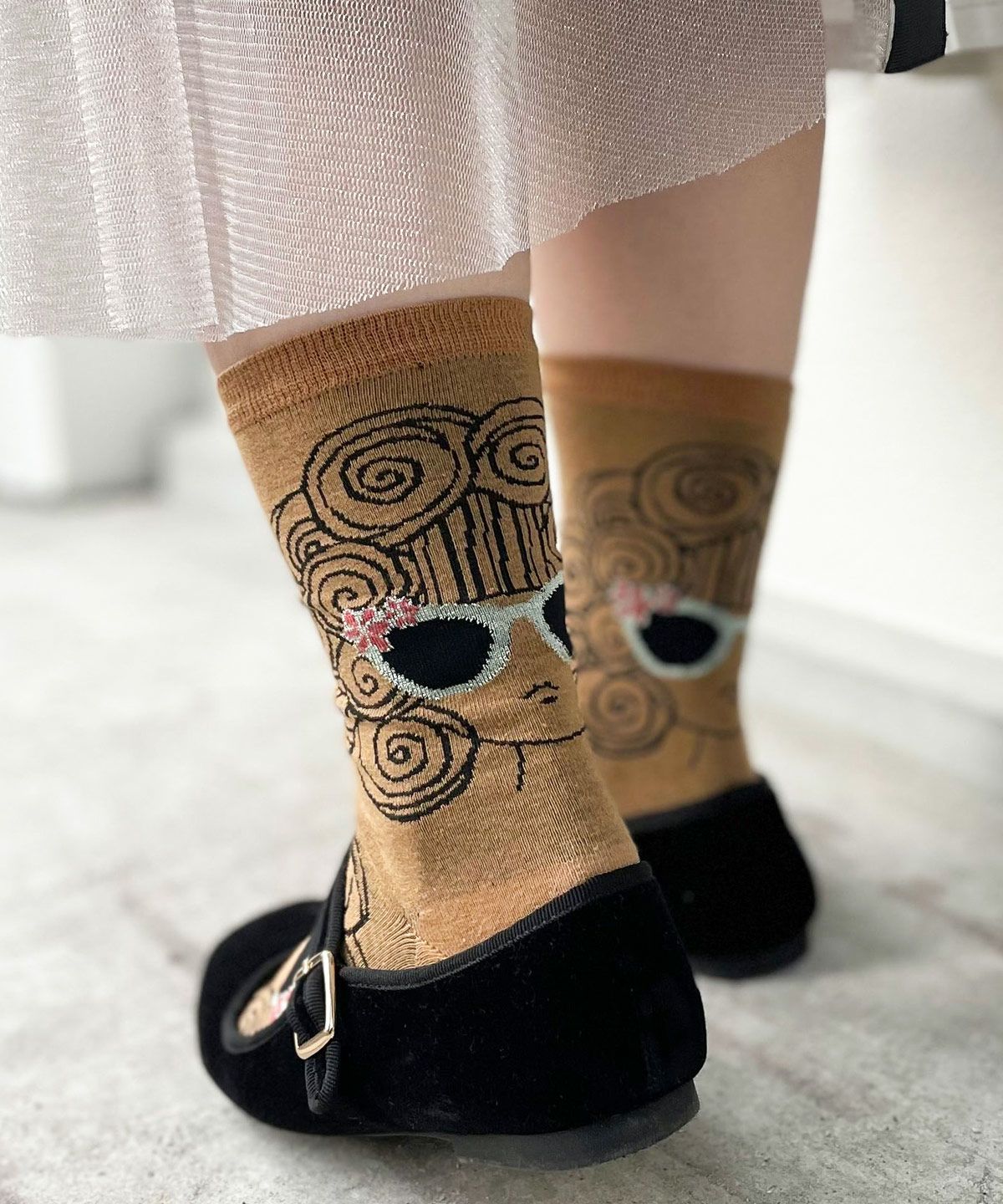 スカラーちゃんサングラス柄ソックス-1