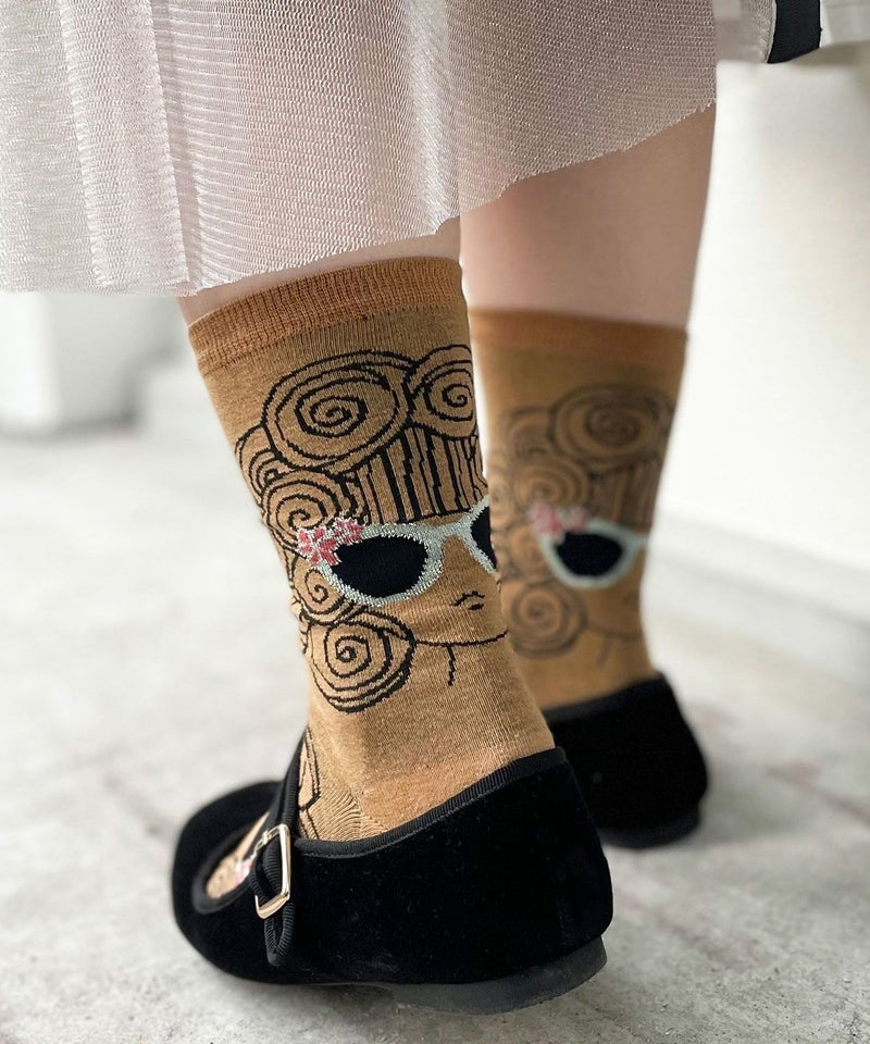 スカラーちゃんサングラス柄ソックス-1