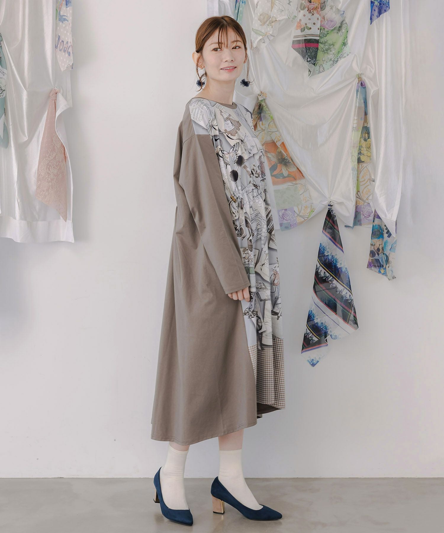 553237：お買い物大好き女子のコラージュ柄ワンピースの通販-ScoLar