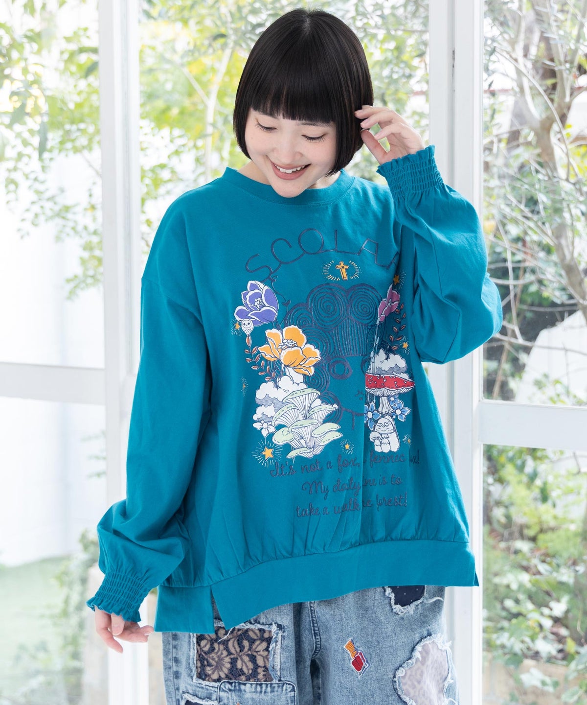 きのこ花十字架スカ子プルオーバー-3