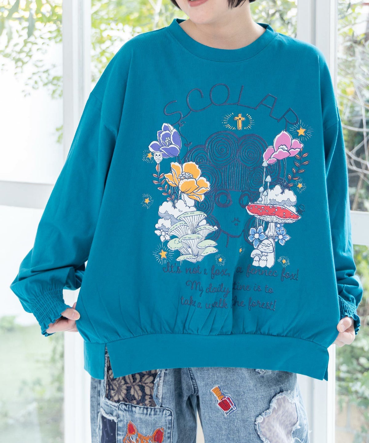 きのこ花十字架スカ子プルオーバー-5