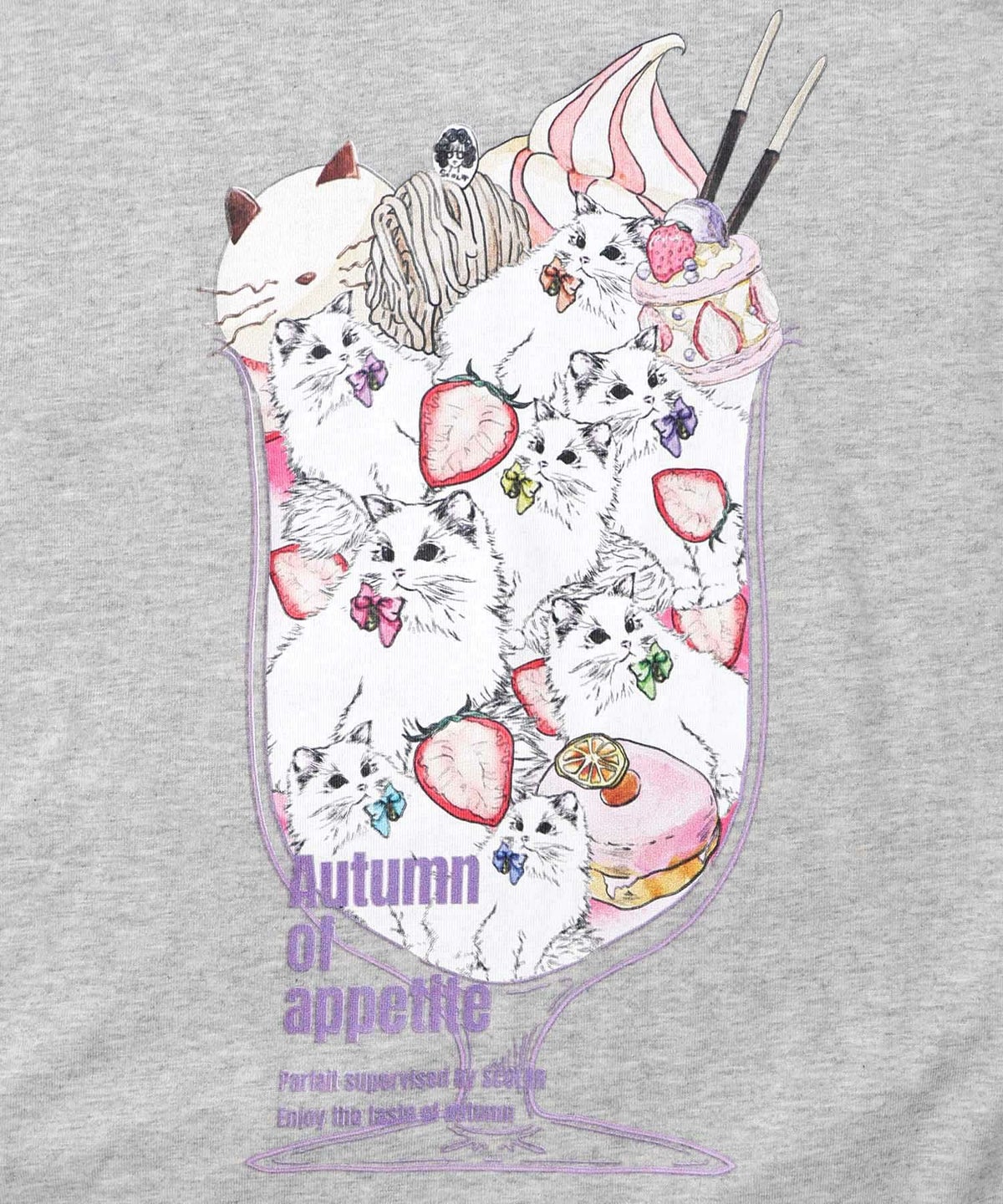 いちご猫パフェプリントプルオーバー-8
