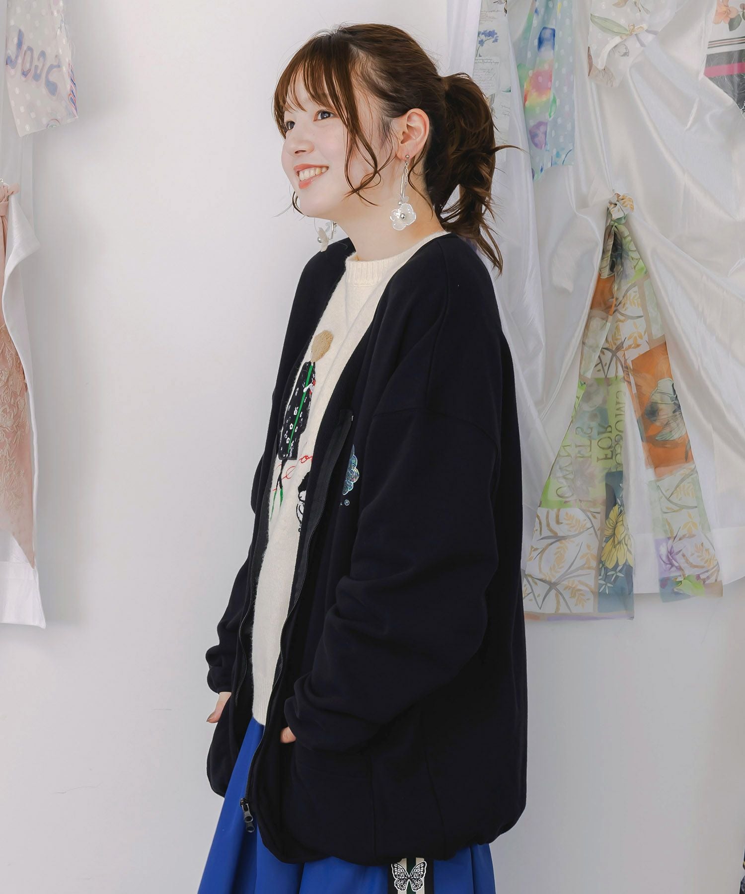 153661：ミニ裏毛スカ子ロゴ ダブルジップカーディガンの通販-ScoLar