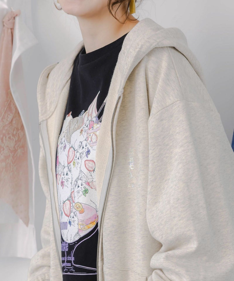 花蝶柄スカ子箔プリントロゴパーカー-6