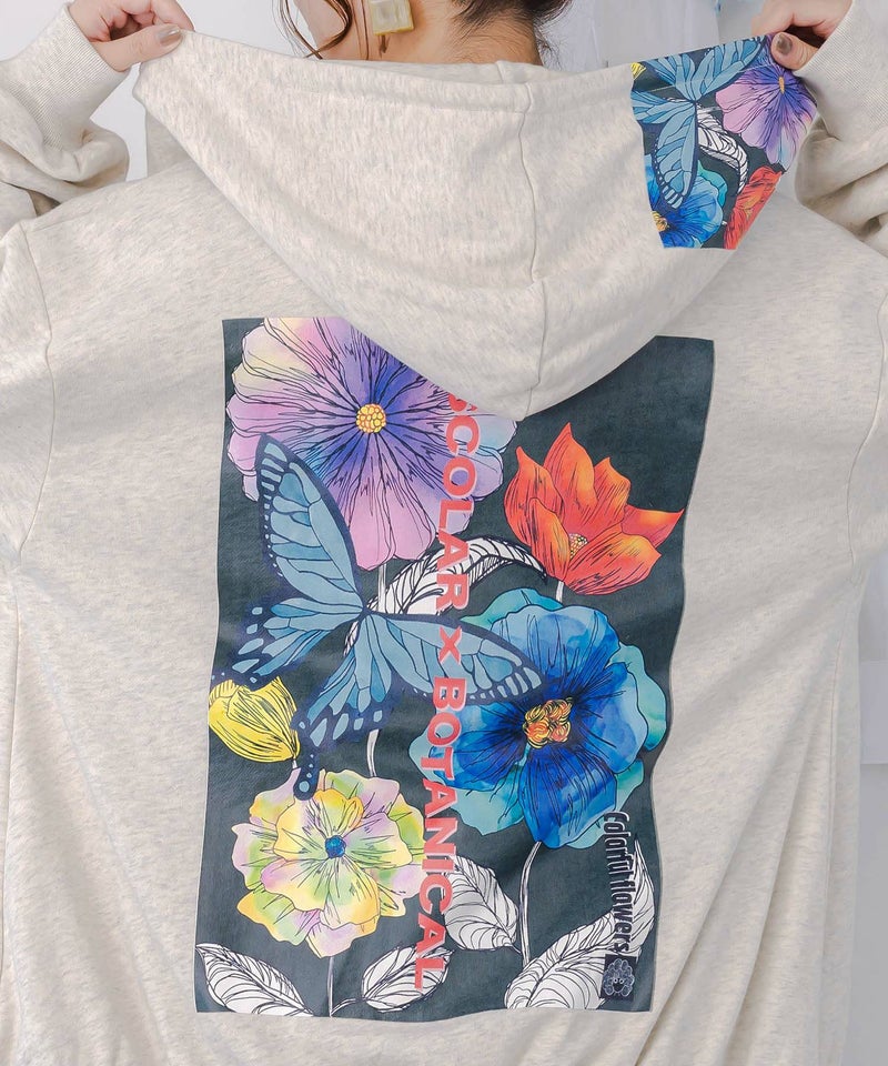 花蝶柄スカ子箔プリントロゴパーカー-7