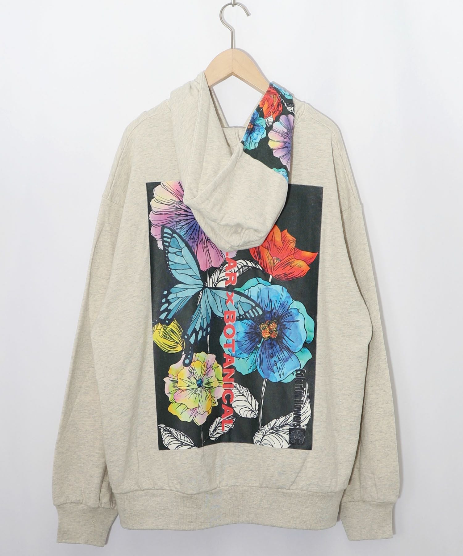 153657：花蝶柄スカ子箔プリントロゴパーカーの通販-ScoLar