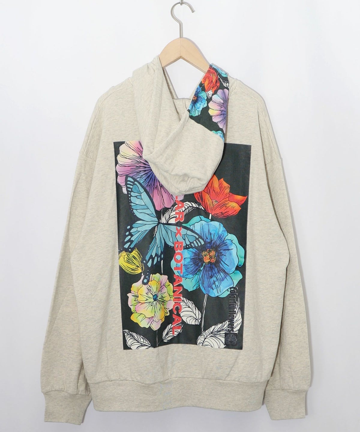 花蝶柄スカ子箔プリントロゴパーカー-9