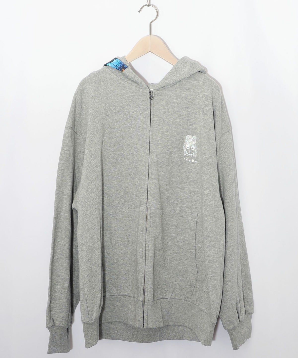 花蝶柄スカ子箔プリントロゴパーカー-11