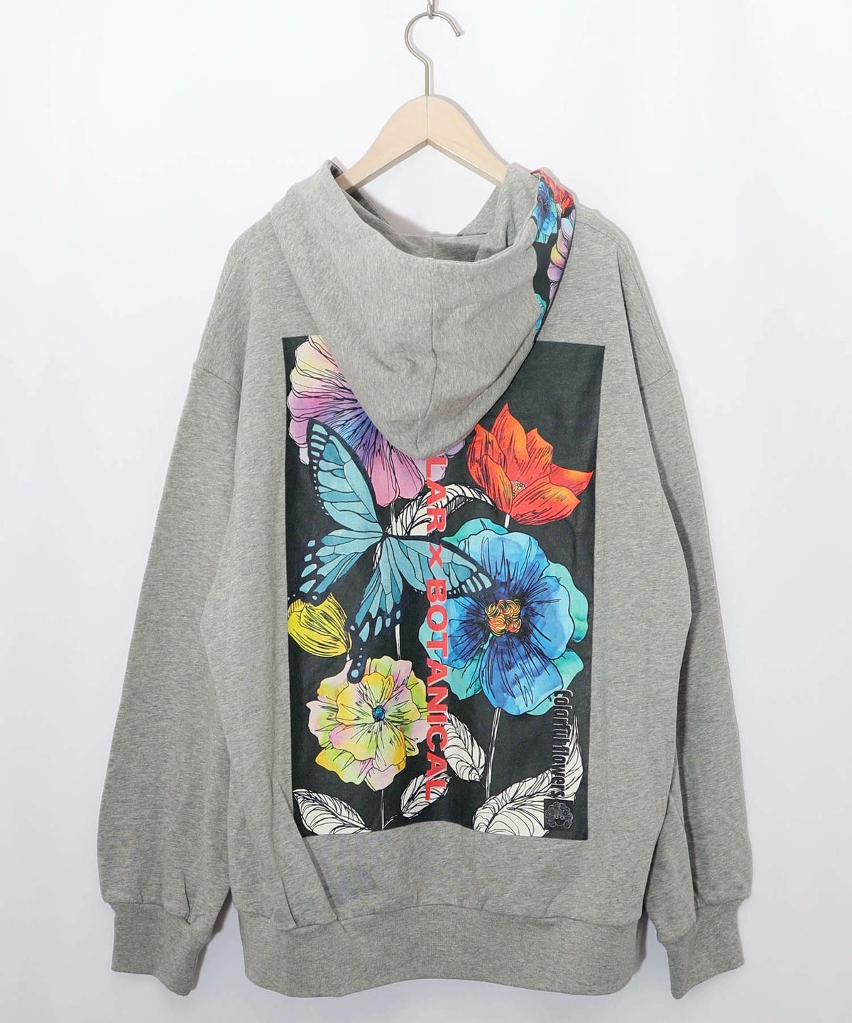 花蝶柄スカ子箔プリントロゴパーカー-12