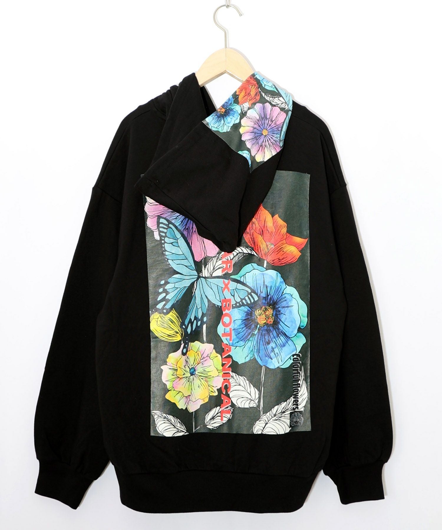 153657：花蝶柄スカ子箔プリントロゴパーカーの通販-ScoLar