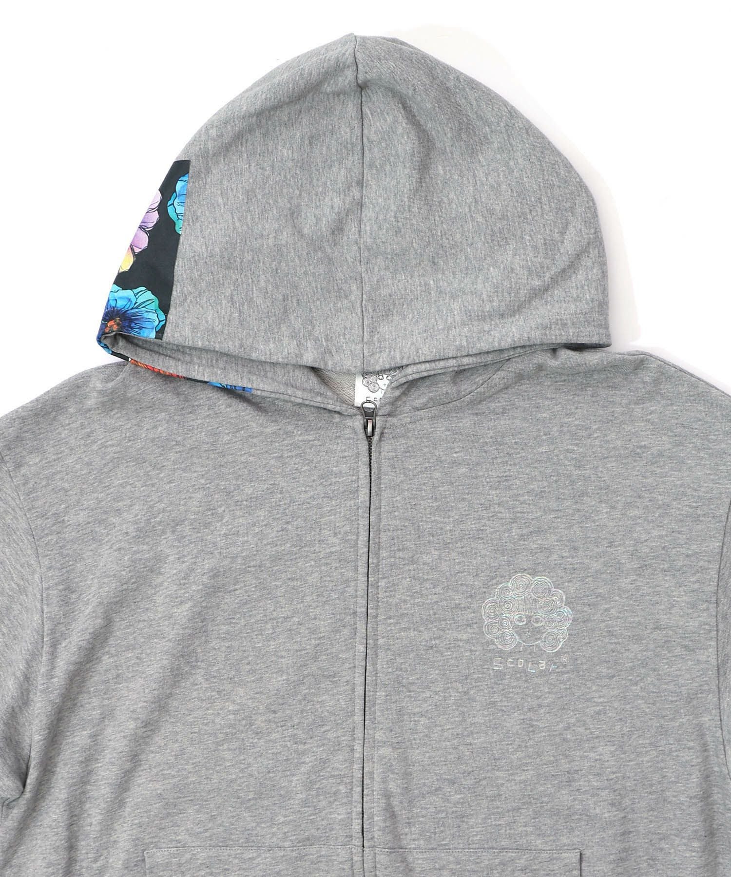153657：花蝶柄スカ子箔プリントロゴパーカーの通販-ScoLar