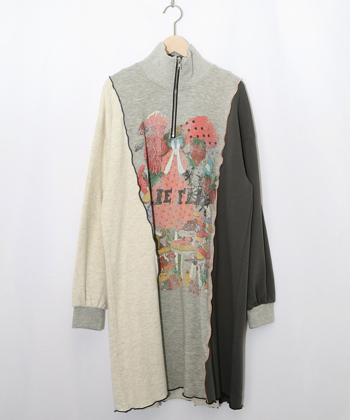 メロウ加工配色ハーフジップワンピース-10