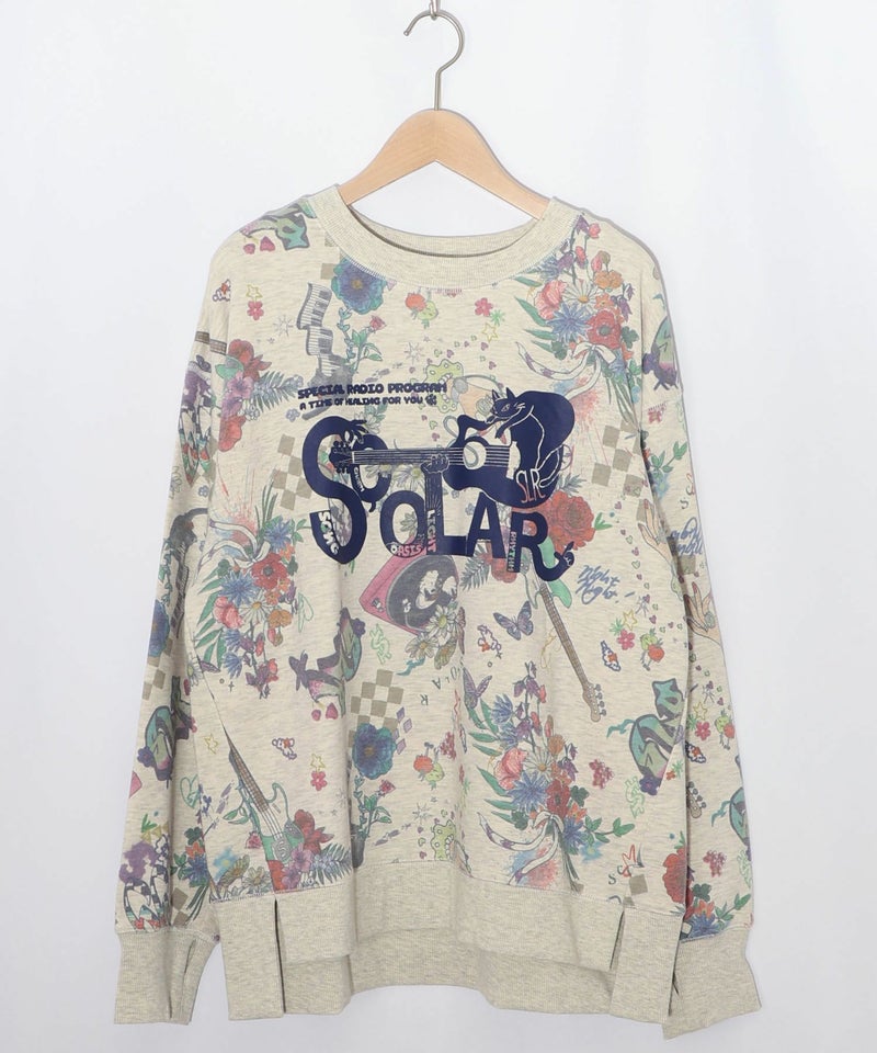 花と音楽のスウェットプルオーバー-7