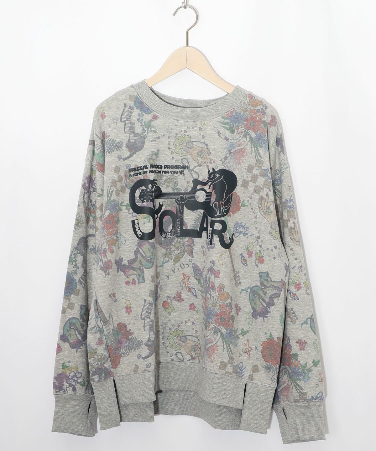 花と音楽のスウェットプルオーバー-9