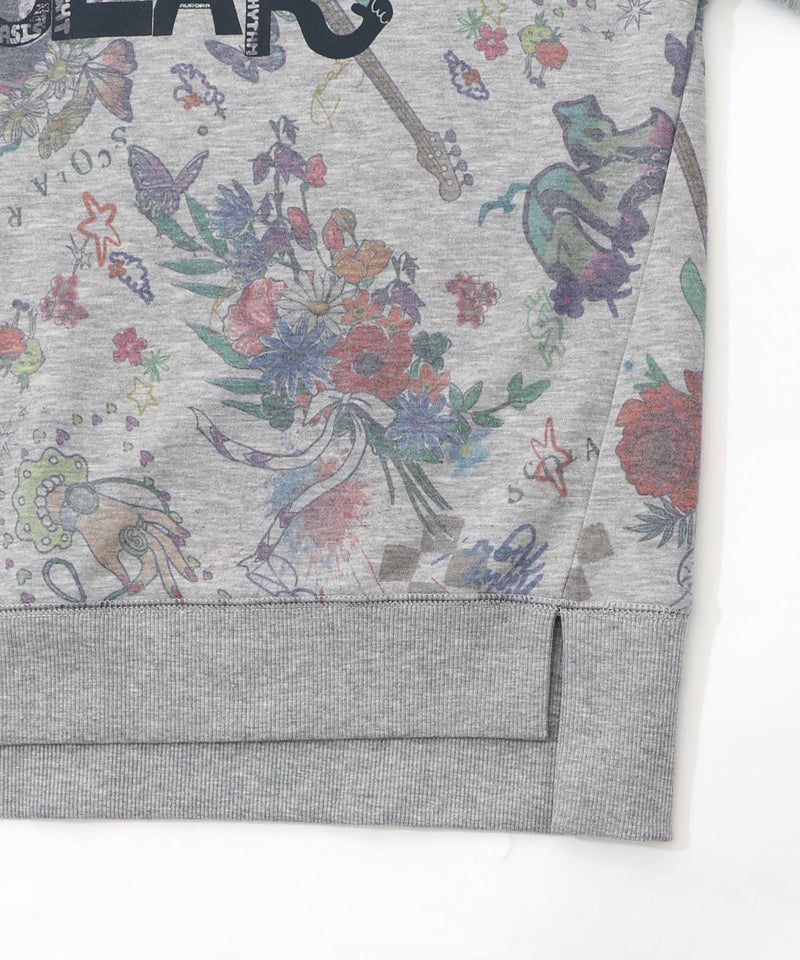 花と音楽のスウェットプルオーバー-14