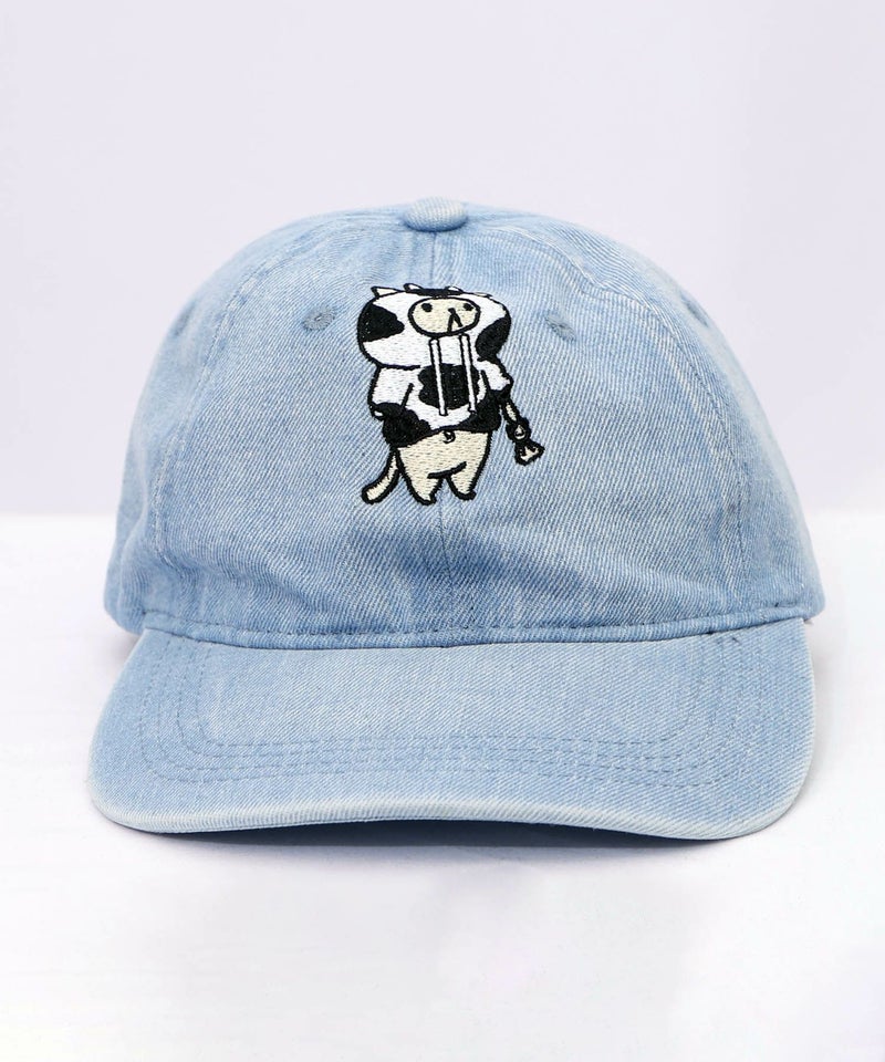 牛ネコ刺繍デニムキャップ-11