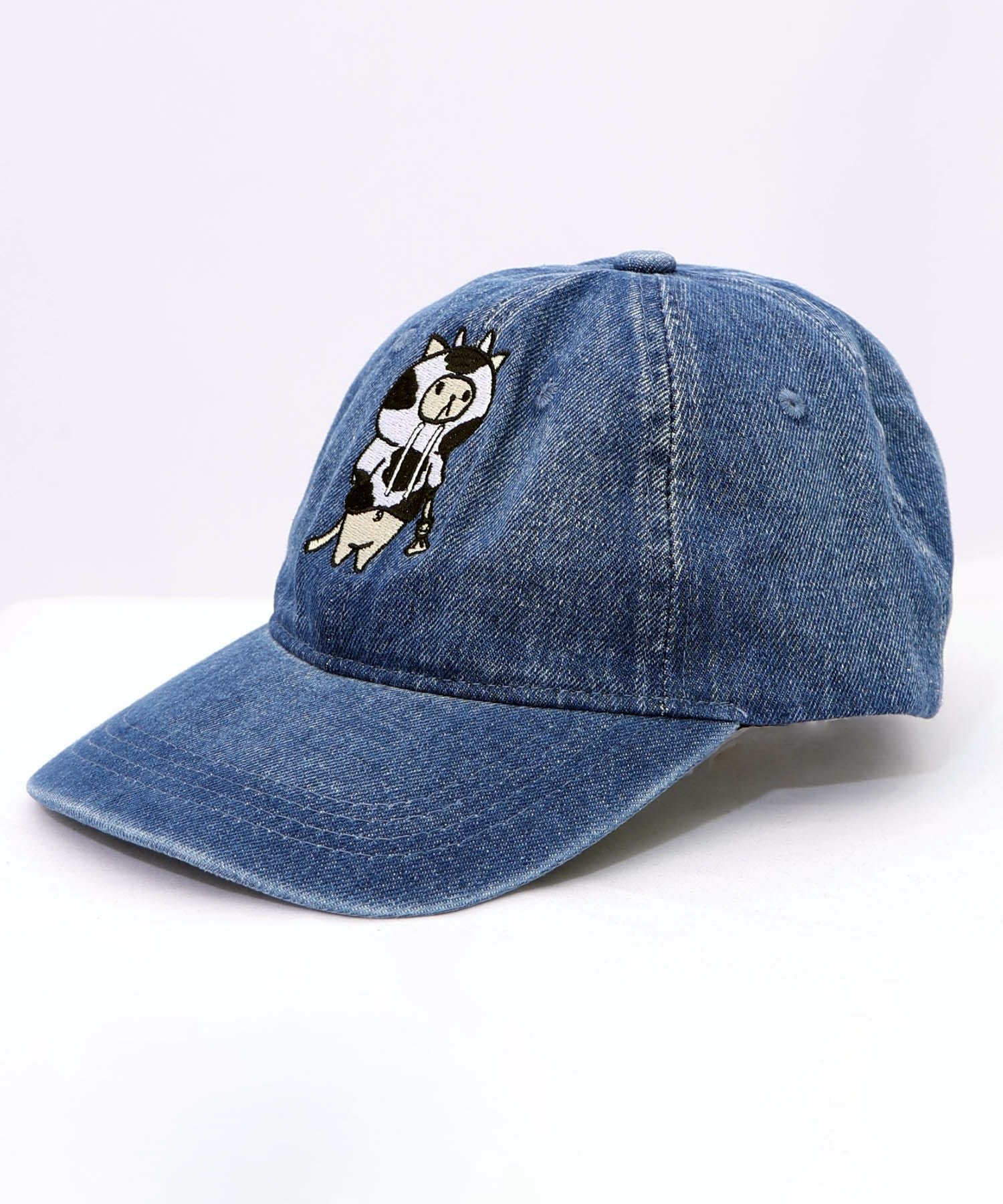 653332：牛ネコ刺繍デニムキャップの通販-ScoLar