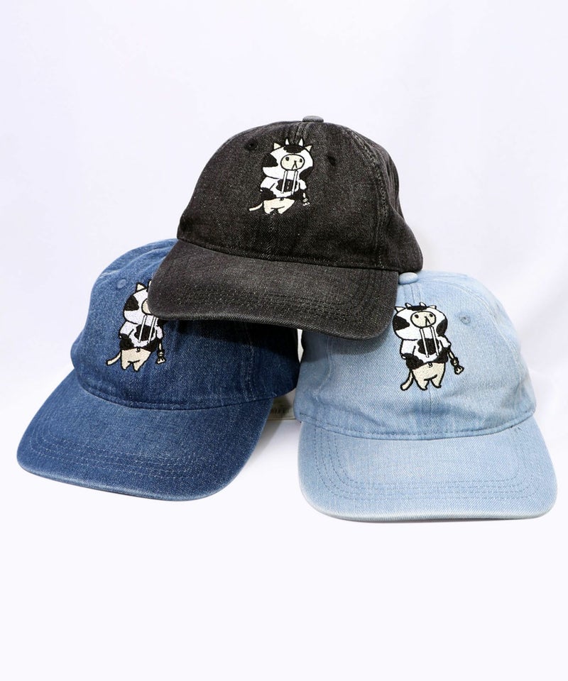 牛ネコ刺繍デニムキャップ-22