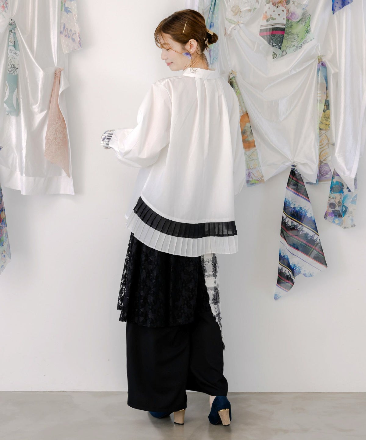 鍵盤柄切替シャツ-4