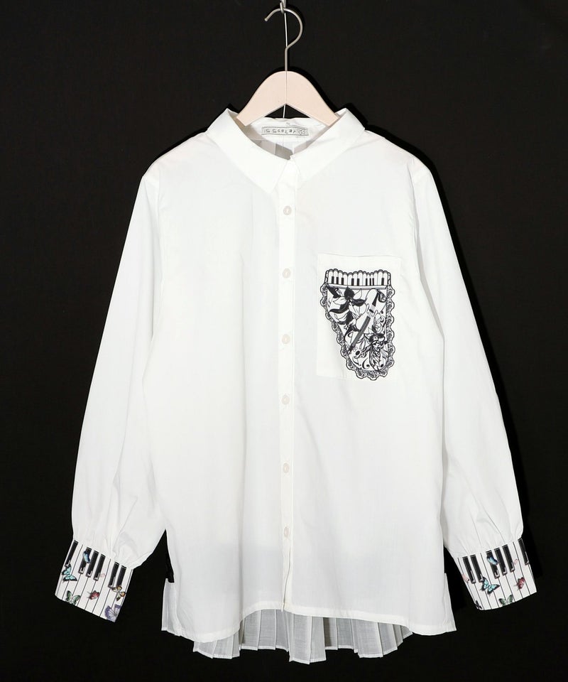 鍵盤柄切替シャツ-19