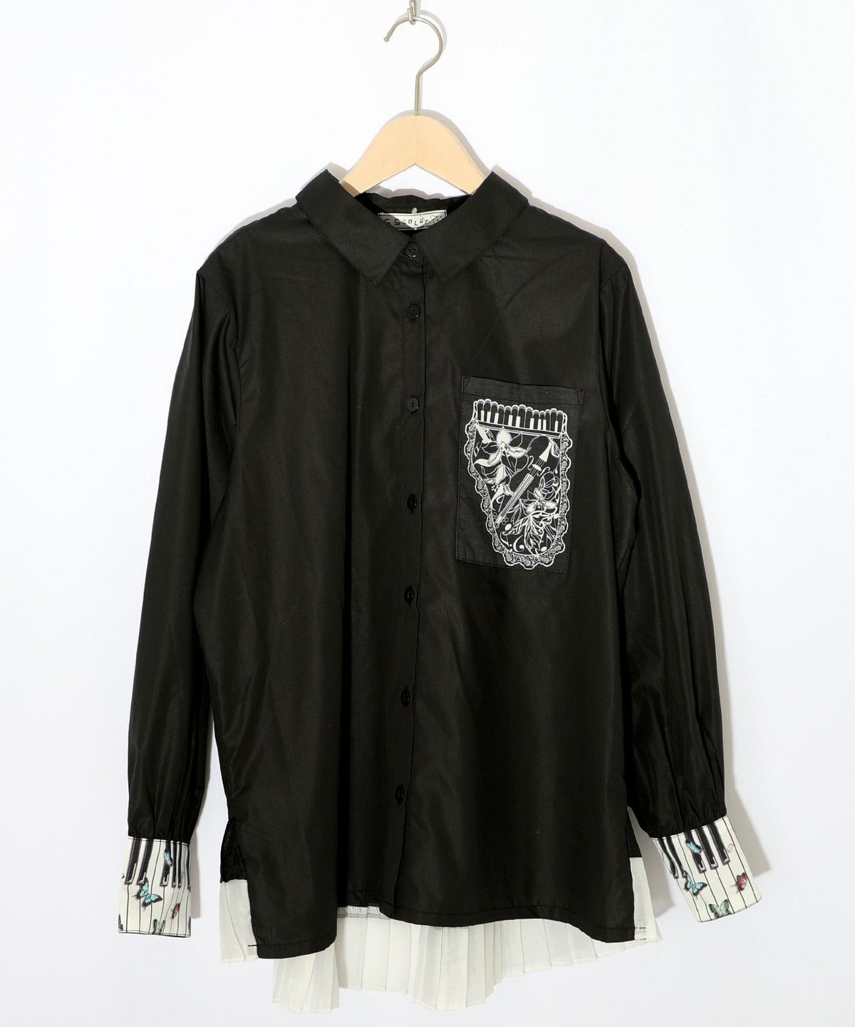 鍵盤柄切替シャツ-22