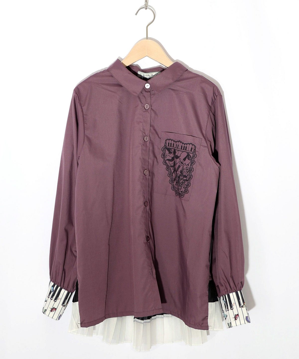 鍵盤柄切替シャツ-25