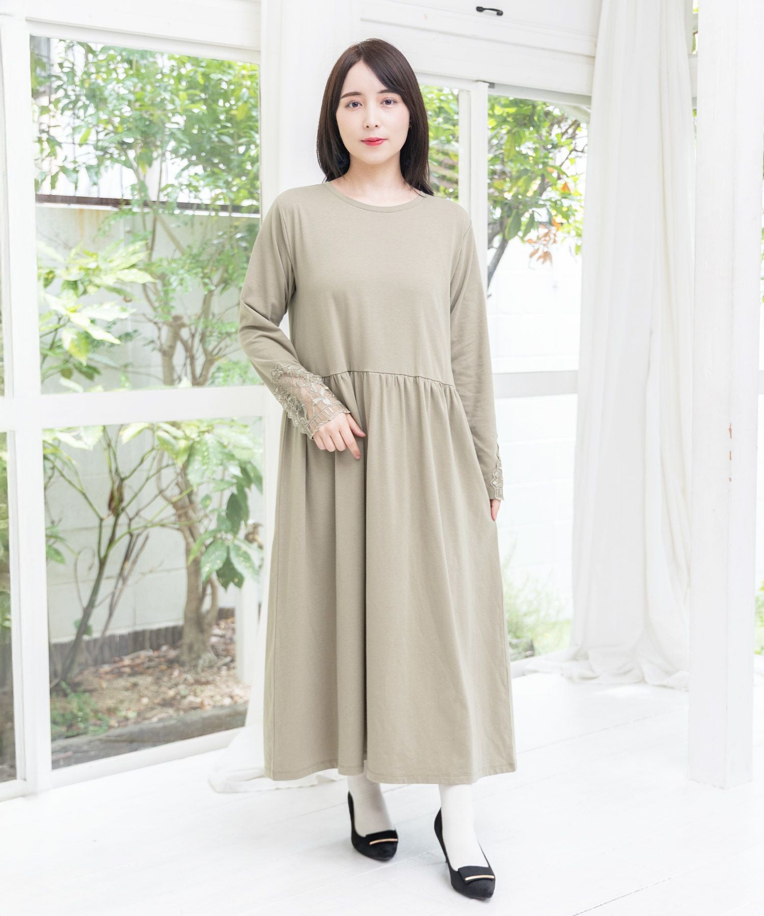 553223：バイオリンとピアノレース切替ワンピースの通販-ScoLar