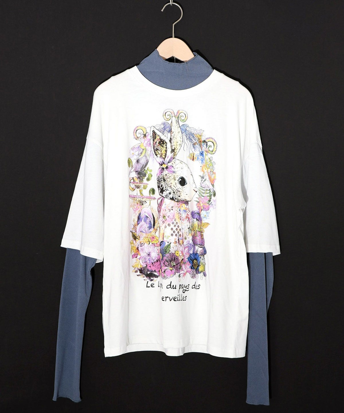 不思議の国のうさぎレイヤード風ロンT-9