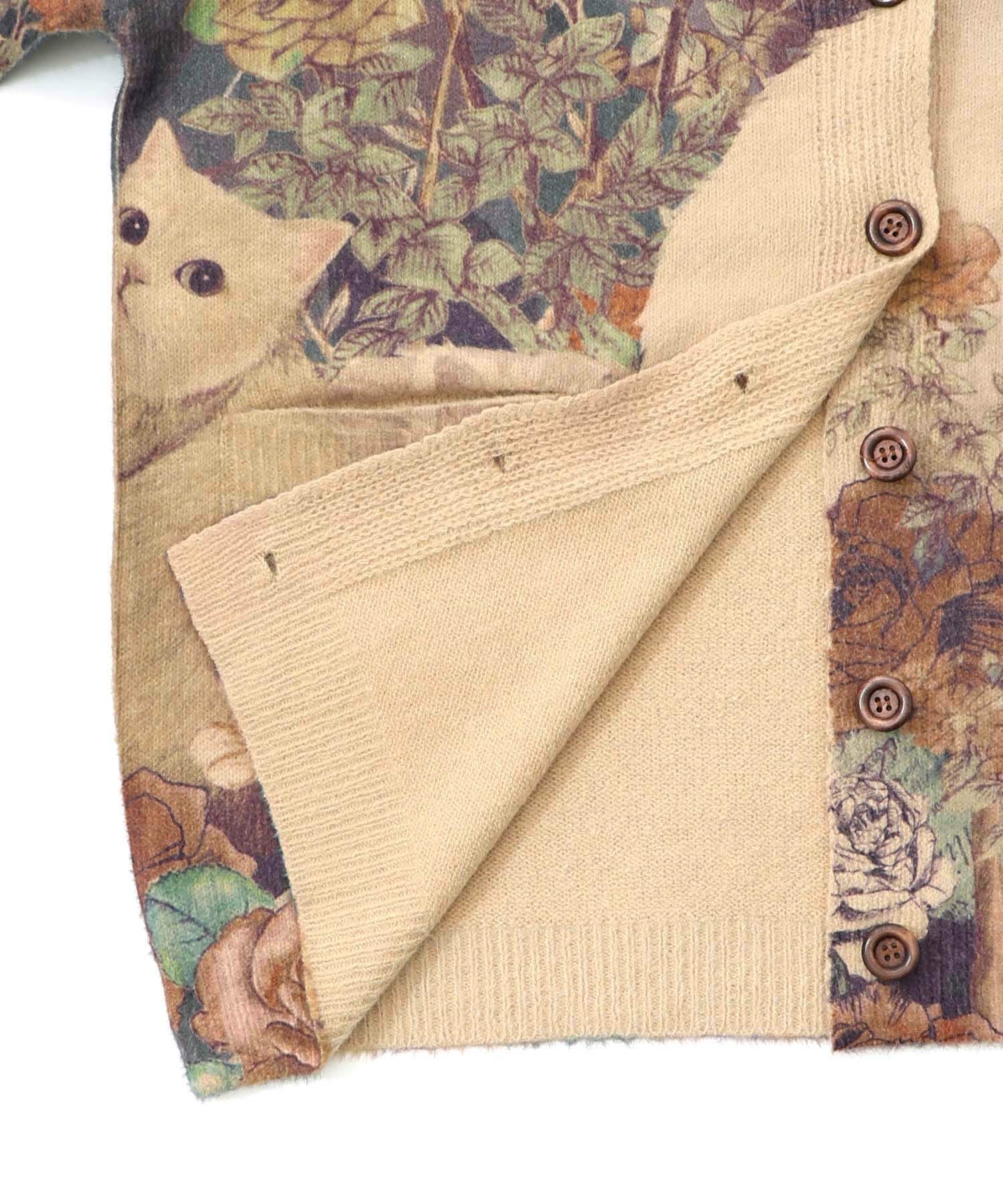 153669：アンティーク風秋色ネコカーディガンの通販-ScoLar