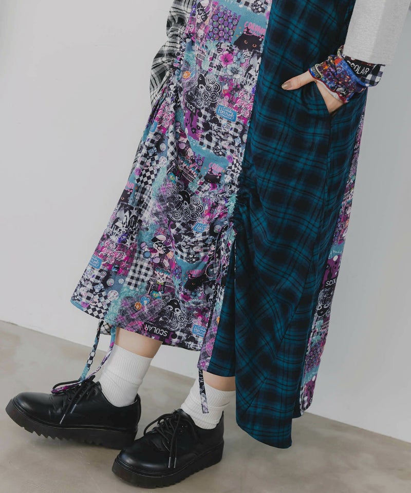 POPチェック柄切替ワンピース-7