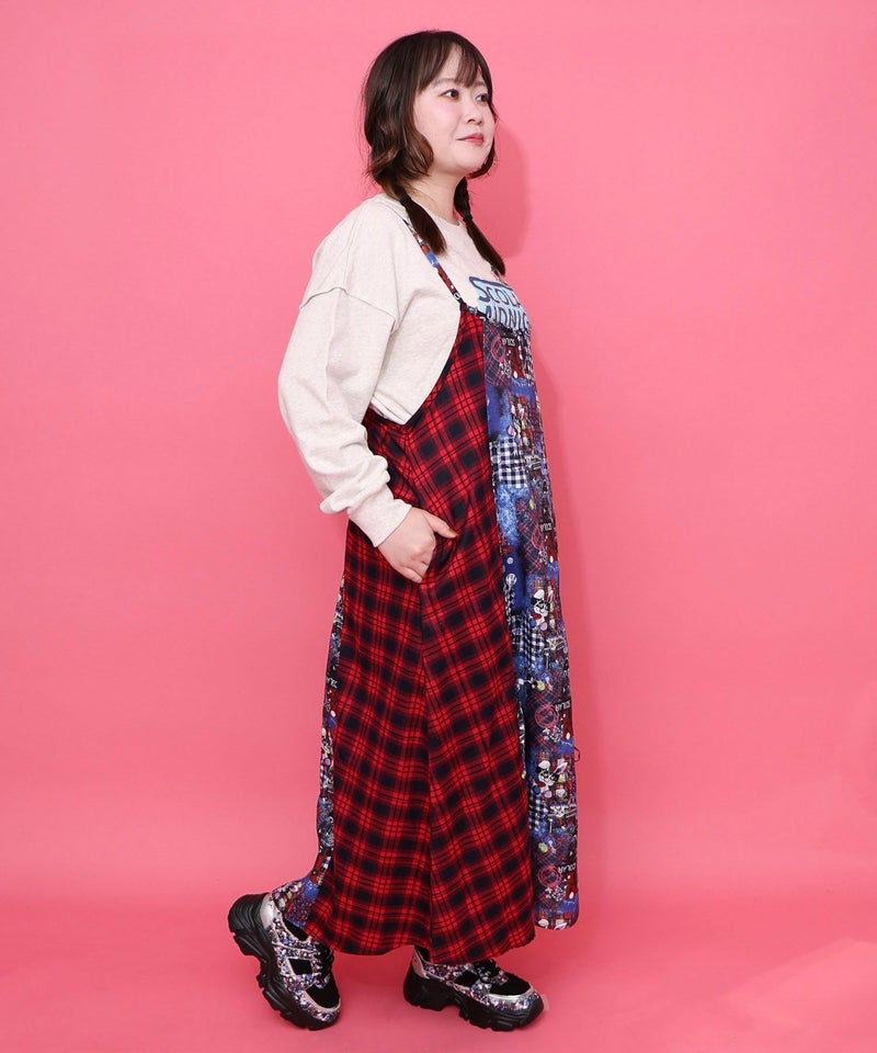 POPチェック柄切替ワンピース-14
