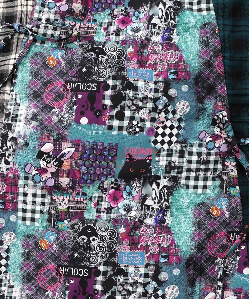 POPチェック柄切替ワンピース-17