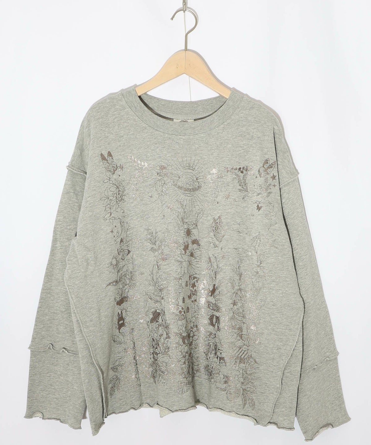 キノコ花柄箔プリント裏毛プルオーバー-12