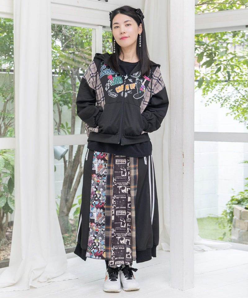 POP・チェック柄切替パーカー-2