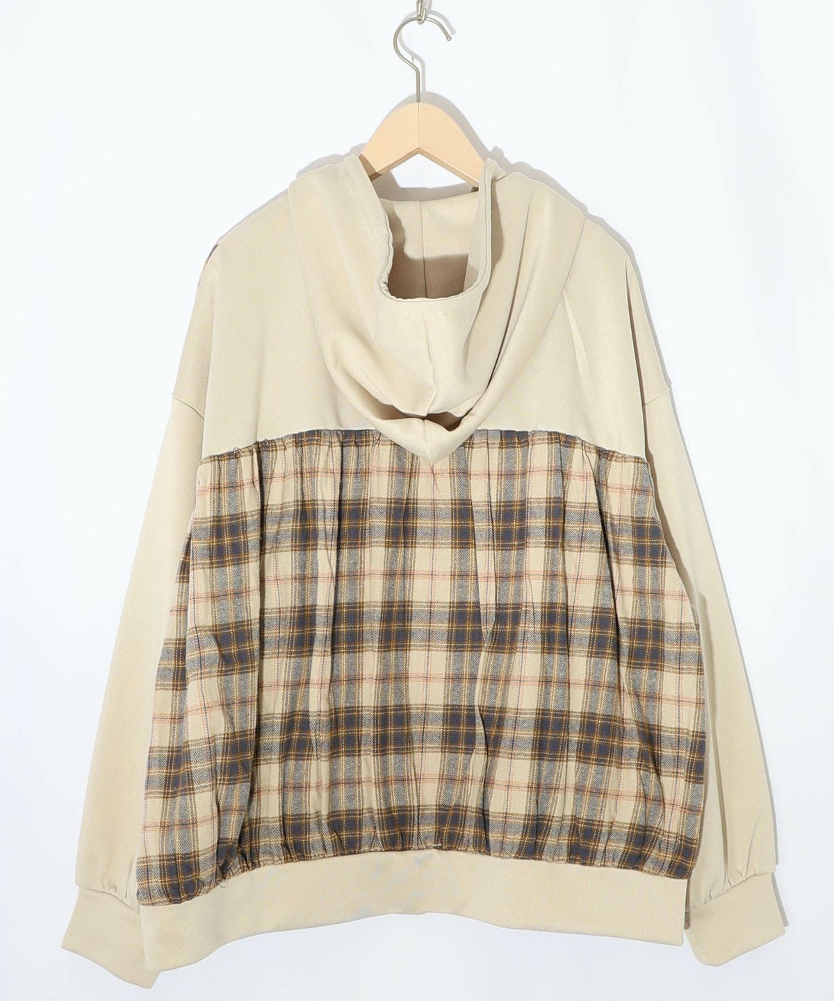 POP・チェック柄切替パーカー-10