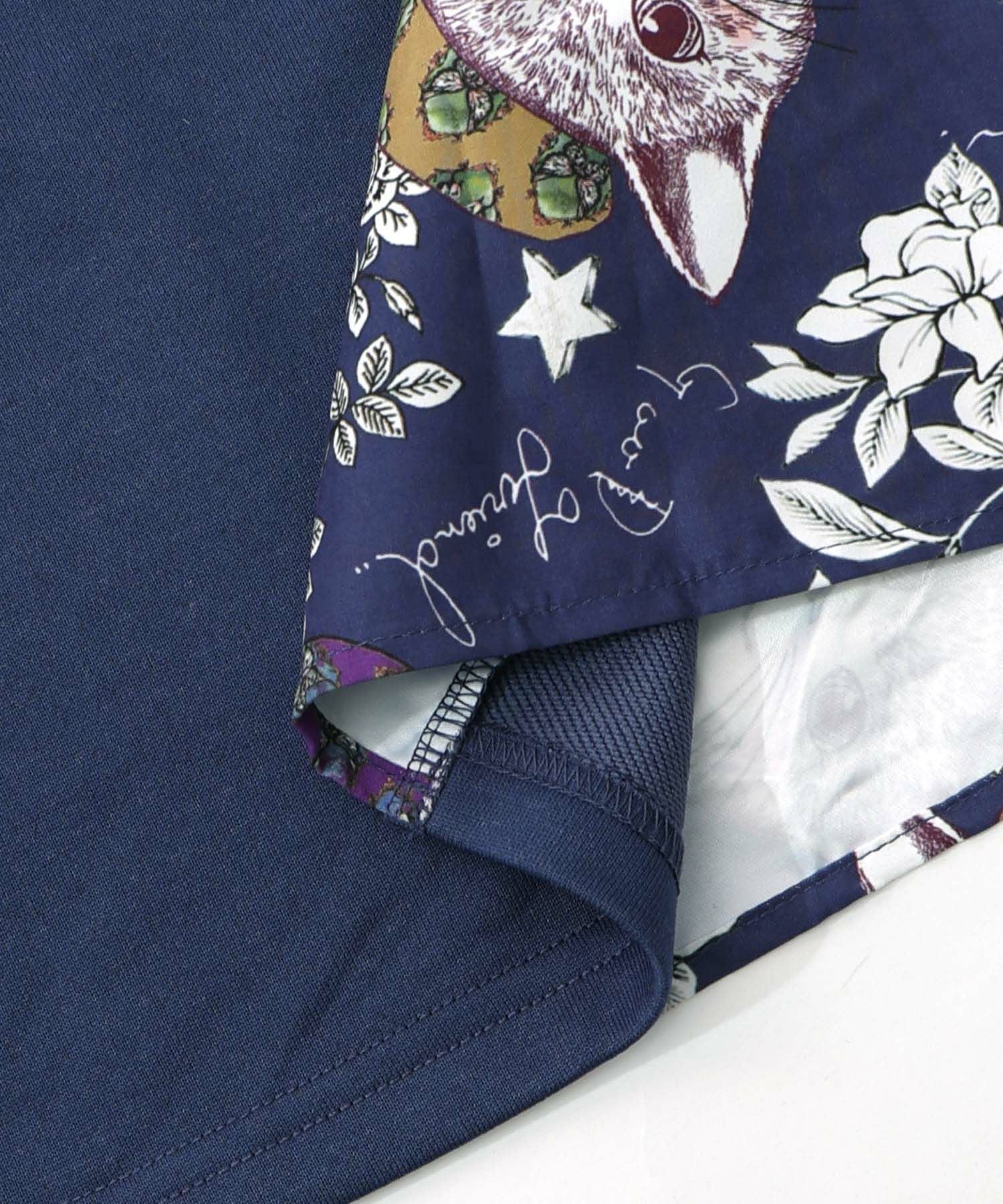 153651：おめかしネコ柄 切替ワンピースの通販-ScoLar