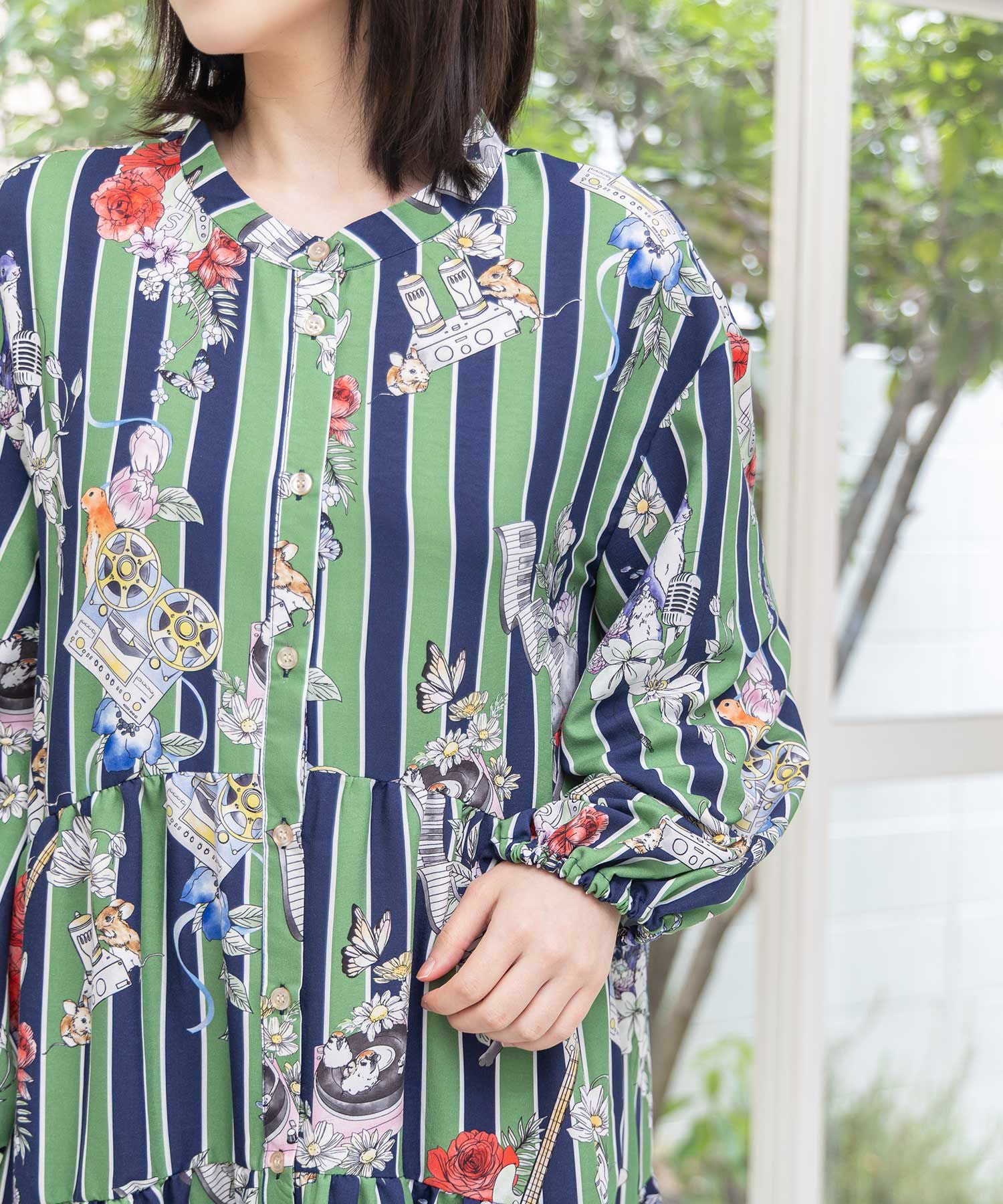 153650：音楽orPOP柄ワンピースの通販-ScoLar