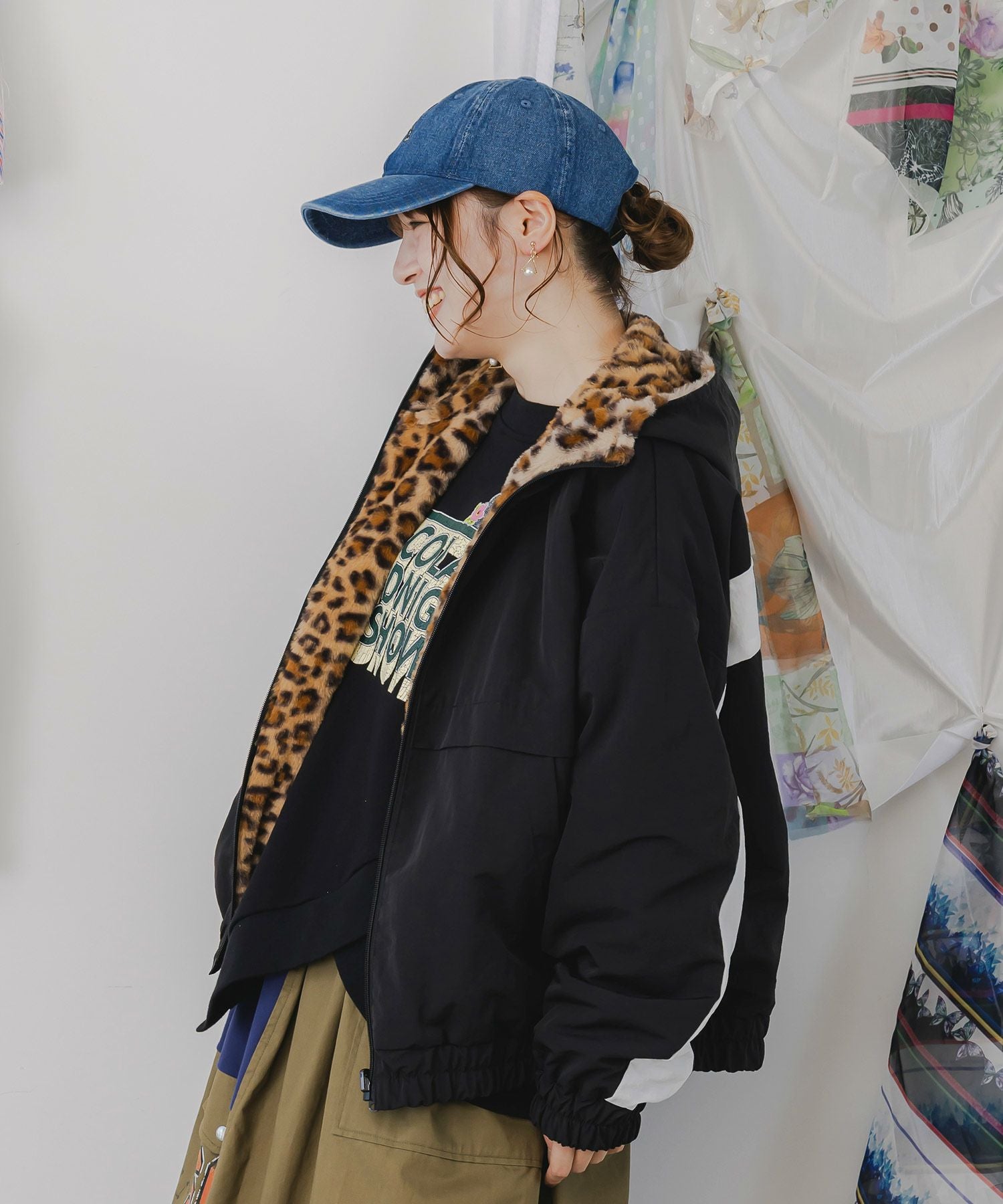 153647：キノコ×レオパード柄リバーシブルブルゾンの通販-ScoLar