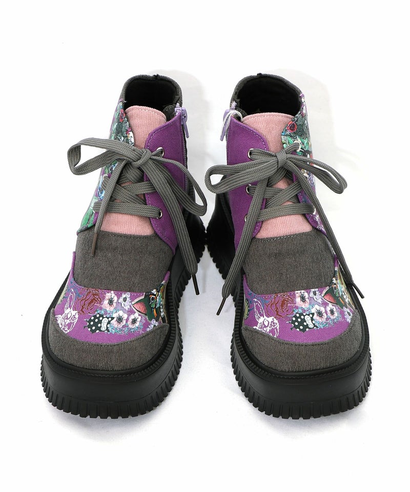 デニム×花柄コーデュロイブーツ-15