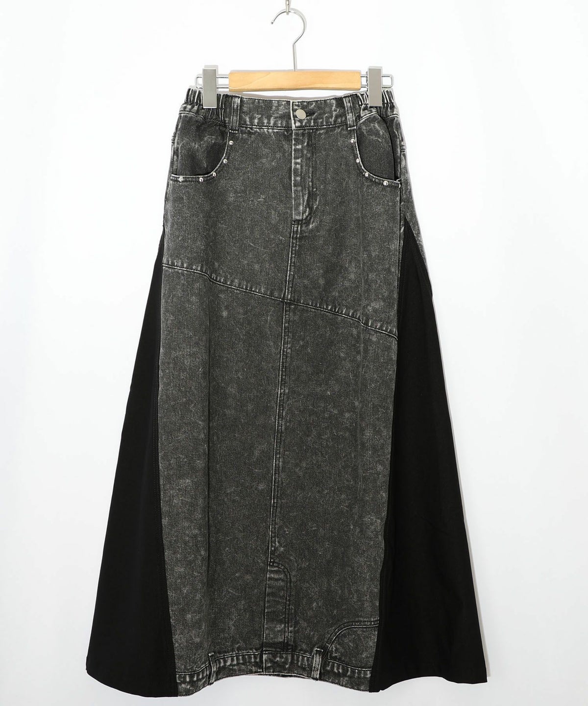 スタッズ付き異素材切替スカート-21