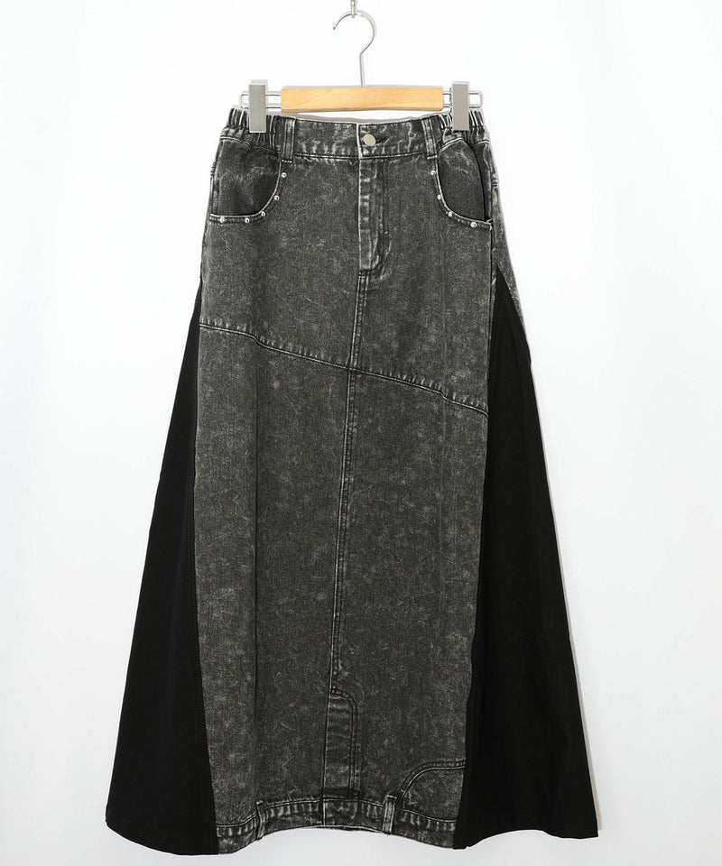 スタッズ付き異素材切替スカート-21