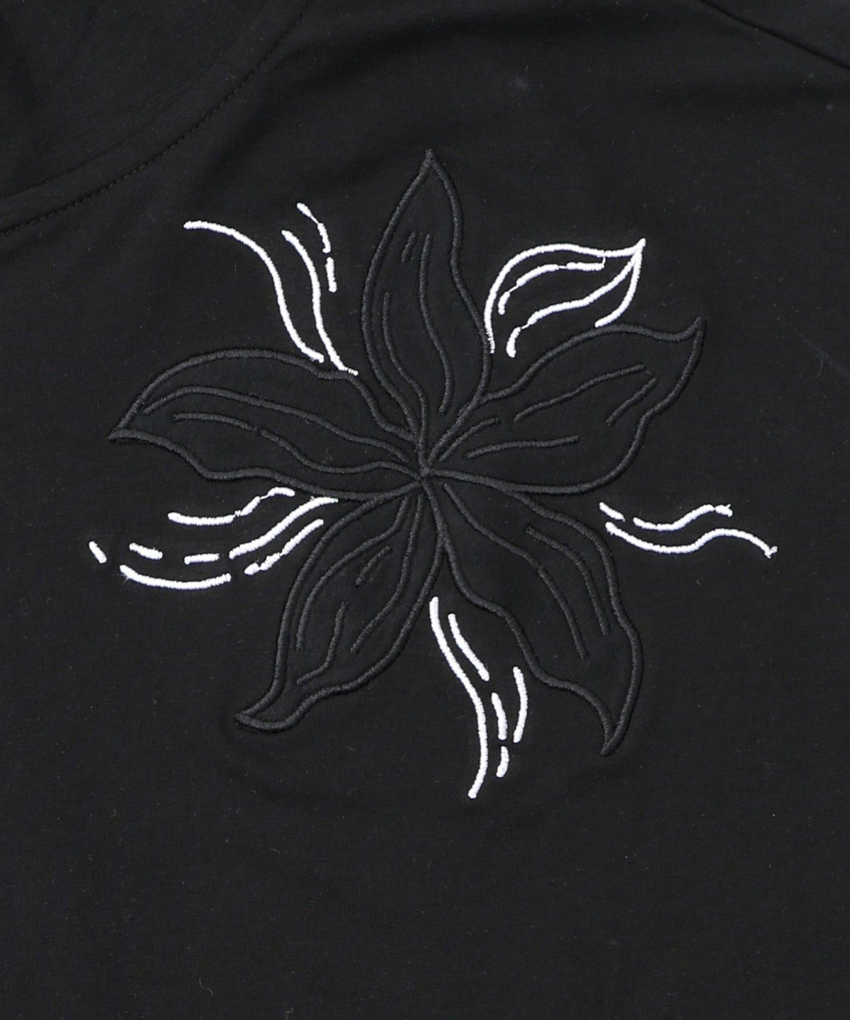 花刺繍アップリケ×ニット切替パーカー-12
