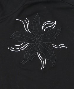 花刺繍アップリケ×ニット切替パーカー-12