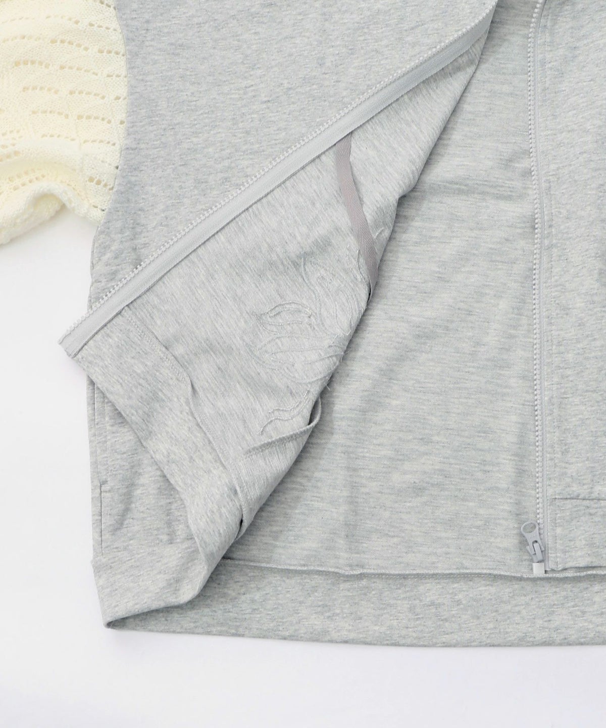 花刺繍アップリケ×ニット切替パーカー-16