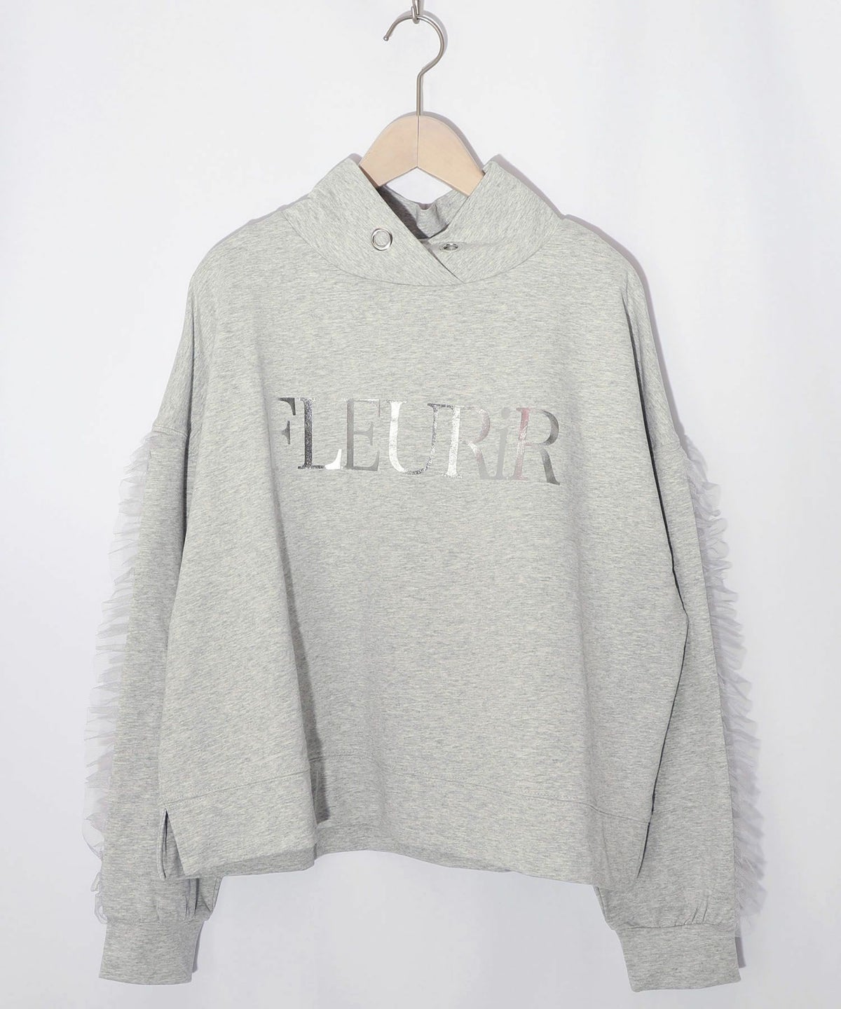 チュールフリル付きフード風プルオーバー-9